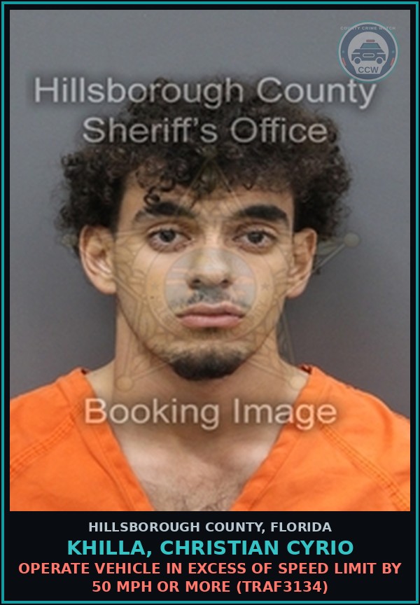 Booking mugshot of KHILLA, CHRISTIAN CYRIO in Hillsborough County