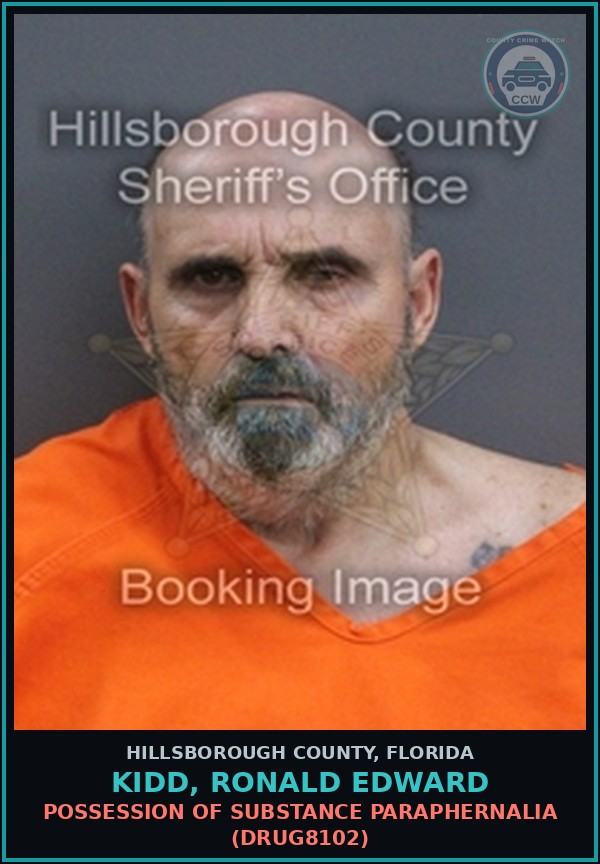 Booking mugshot of KIDD, RONALD EDWARD in Hillsborough County