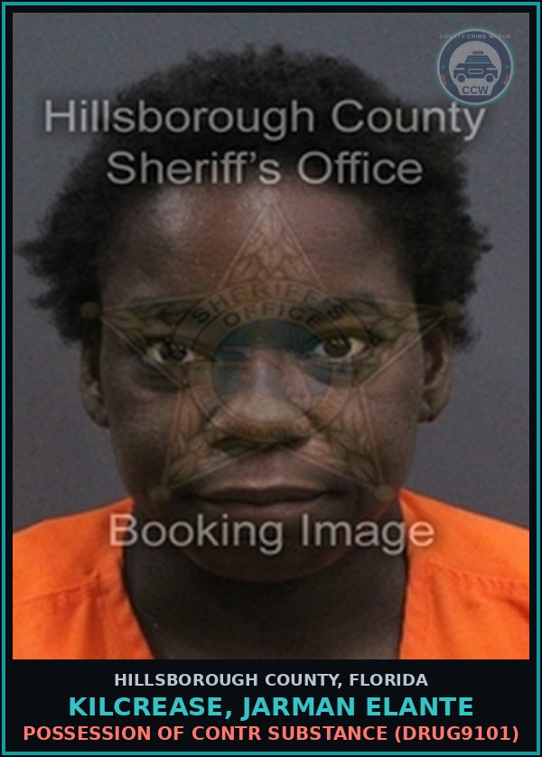 Booking mugshot of KILCREASE, JARMAN ELANTE in Hillsborough County