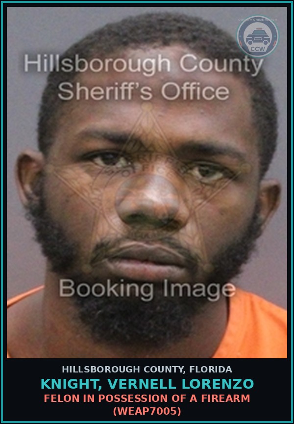Booking mugshot of KNIGHT, VERNELL LORENZO in Hillsborough County