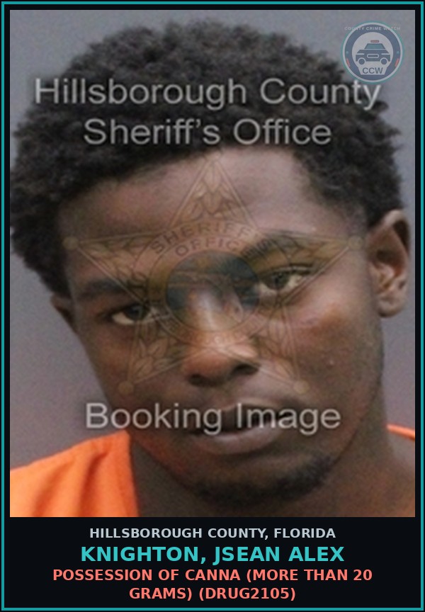 Booking mugshot of KNIGHTON, JSEAN ALEX in Hillsborough County