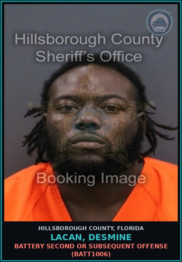 Booking mugshot of LACAN, DESMINE in Hillsborough County