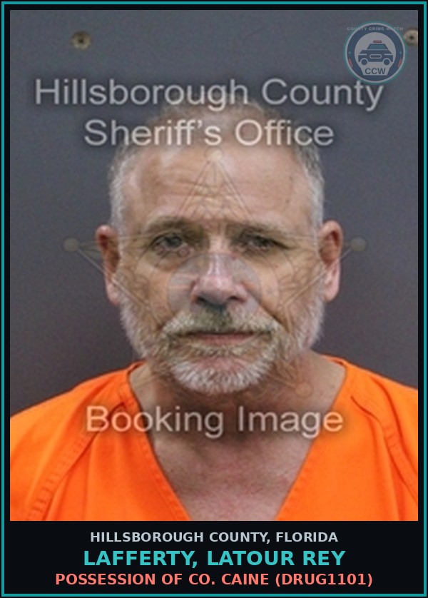 Booking mugshot of LAFFERTY, LATOUR REY in Hillsborough County