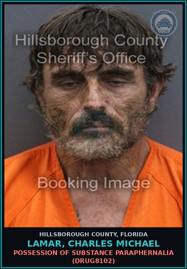 Booking mugshot of LAMAR, CHARLES MICHAEL in Hillsborough County