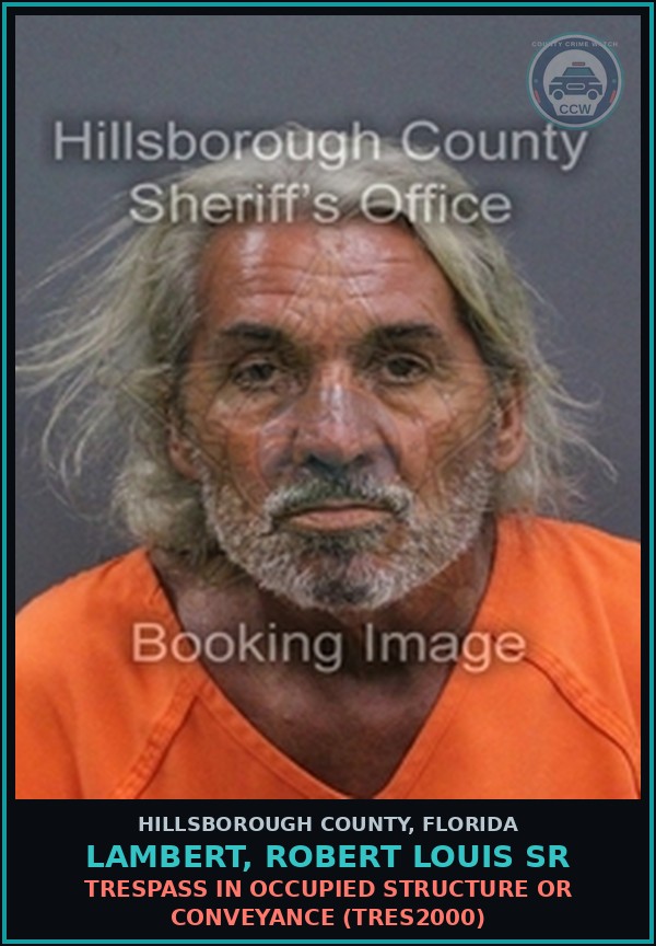 Booking mugshot of LAMBERT, ROBERT LOUIS SR in Hillsborough County
