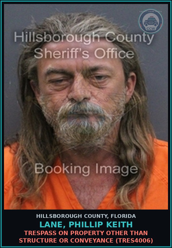 Booking mugshot of LANE, PHILLIP KEITH in Hillsborough County