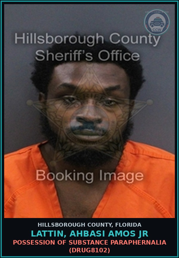 Booking mugshot of LATTIN, AHBASI AMOS JR in Hillsborough County