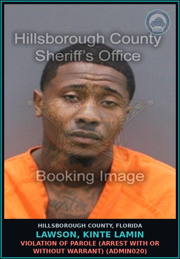 Booking mugshot of LAWSON, KINTE LAMIN in Hillsborough County