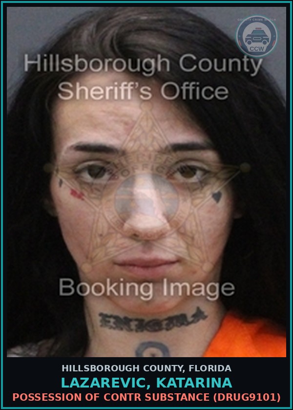 Booking mugshot of LAZAREVIC, KATARINA in Hillsborough County