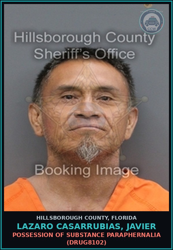 Booking mugshot of LAZARO CASARRUBIAS, JAVIER in Hillsborough County