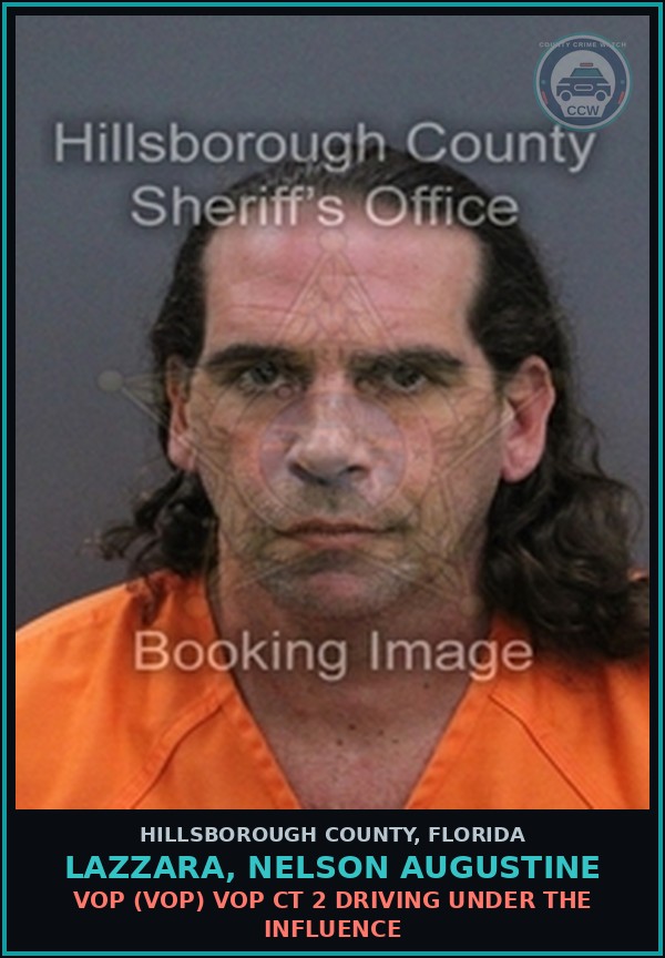 Booking mugshot of LAZZARA, NELSON AUGUSTINE in Hillsborough County