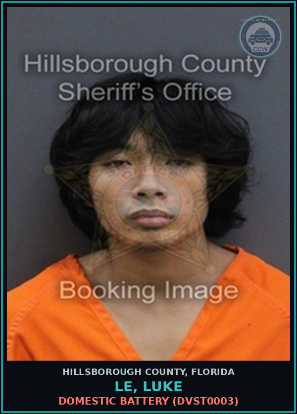 Booking mugshot of LE, LUKE in Hillsborough County