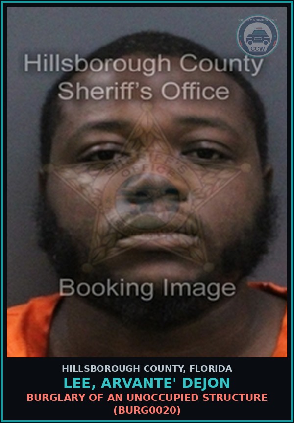 Booking mugshot of LEE, ARVANTE' DEJON in Hillsborough County