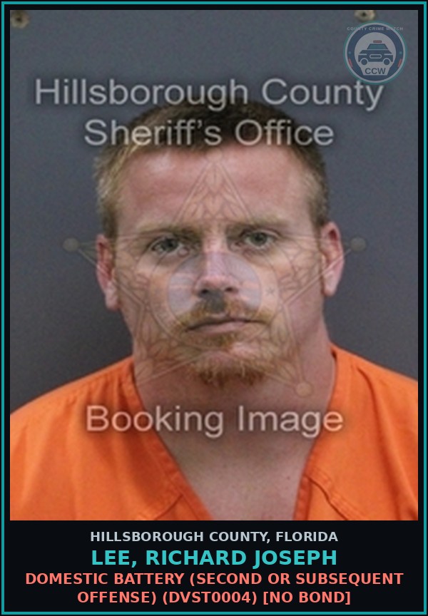 Booking mugshot of LEE, RICHARD JOSEPH in Hillsborough County
