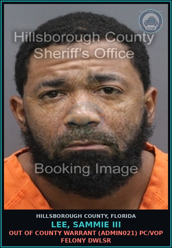 Booking mugshot of LEE, SAMMIE III in Hillsborough County