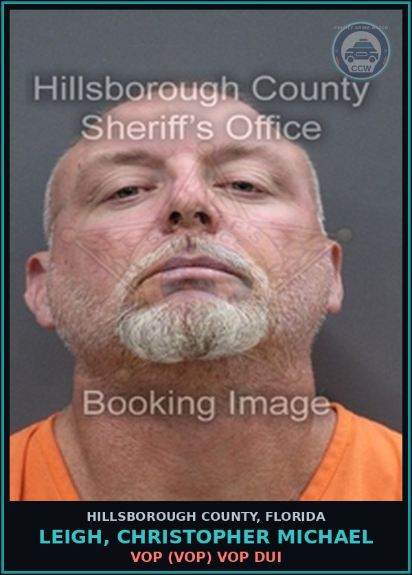 Booking mugshot of LEIGH, CHRISTOPHER MICHAEL in Hillsborough County