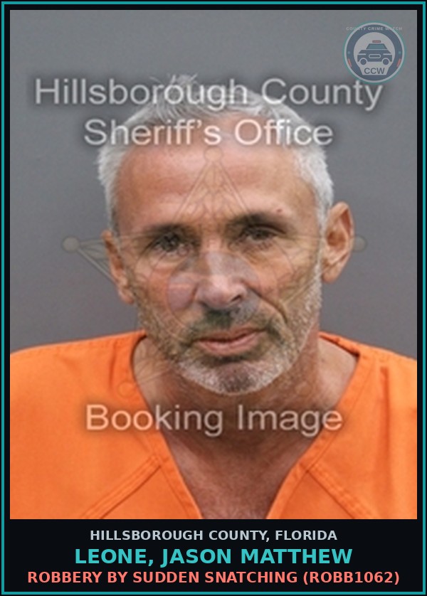 Booking mugshot of LEONE, JASON MATTHEW in Hillsborough County