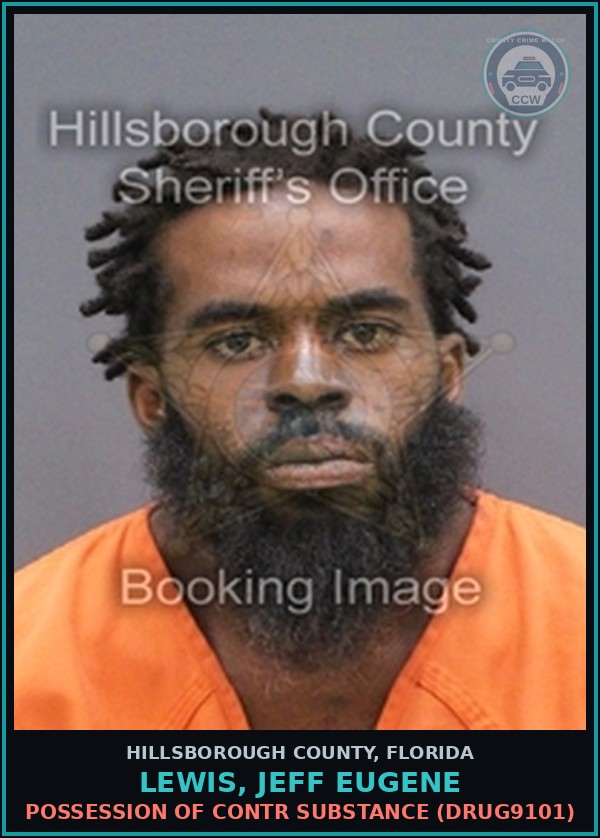 Booking mugshot of LEWIS, JEFF EUGENE in Hillsborough County