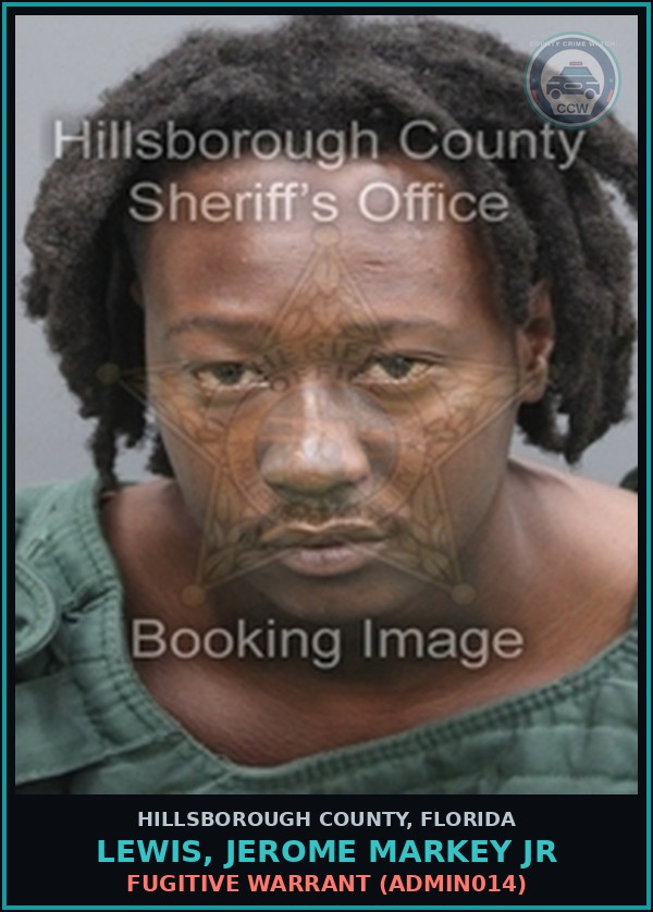 Booking mugshot of LEWIS, JEROME MARKEY JR in Hillsborough County