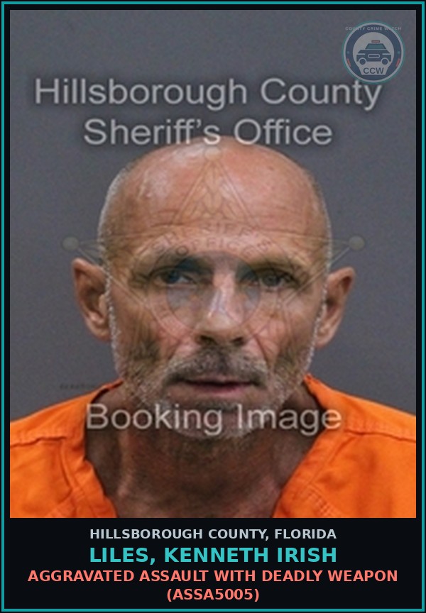 Booking mugshot of LILES, KENNETH IRISH in Hillsborough County