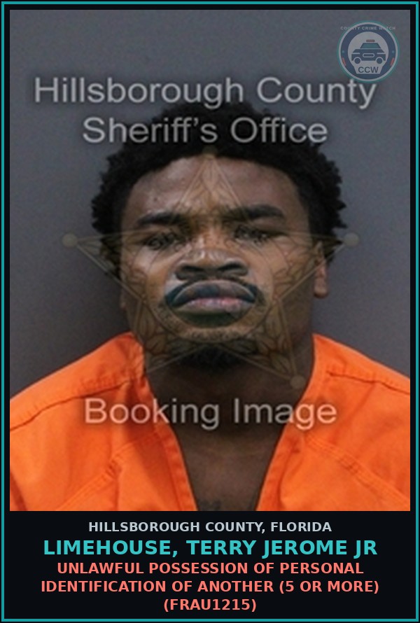 Booking mugshot of LIMEHOUSE, TERRY JEROME JR in Hillsborough County