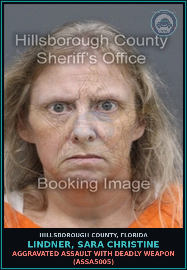 Booking mugshot of LINDNER, SARA CHRISTINE in Hillsborough County
