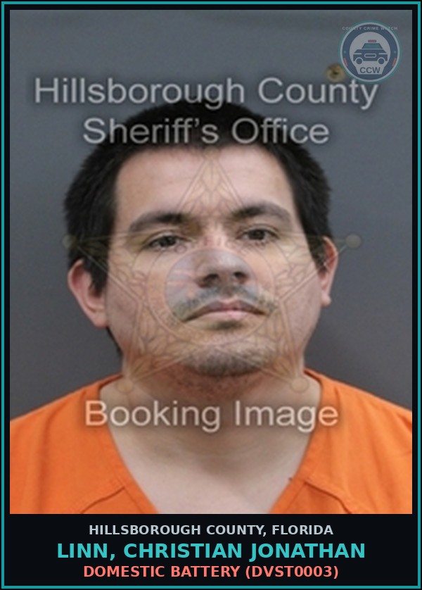 Booking mugshot of LINN, CHRISTIAN JONATHAN in Hillsborough County