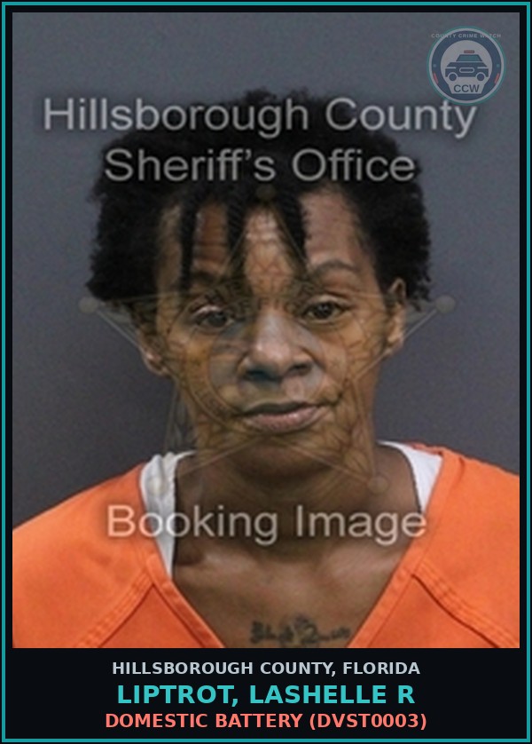 Booking mugshot of LIPTROT, LASHELLE R in Hillsborough County