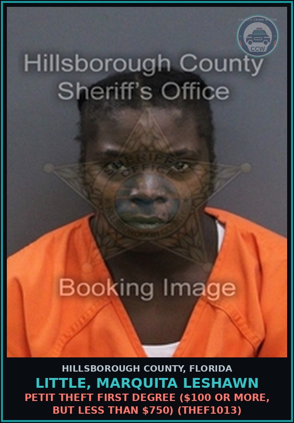 Booking mugshot of LITTLE, MARQUITA LESHAWN in Hillsborough County
