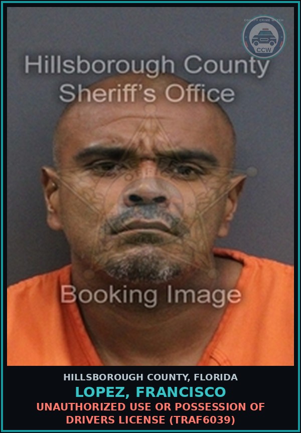 Booking mugshot of LOPEZ, FRANCISCO in Hillsborough County