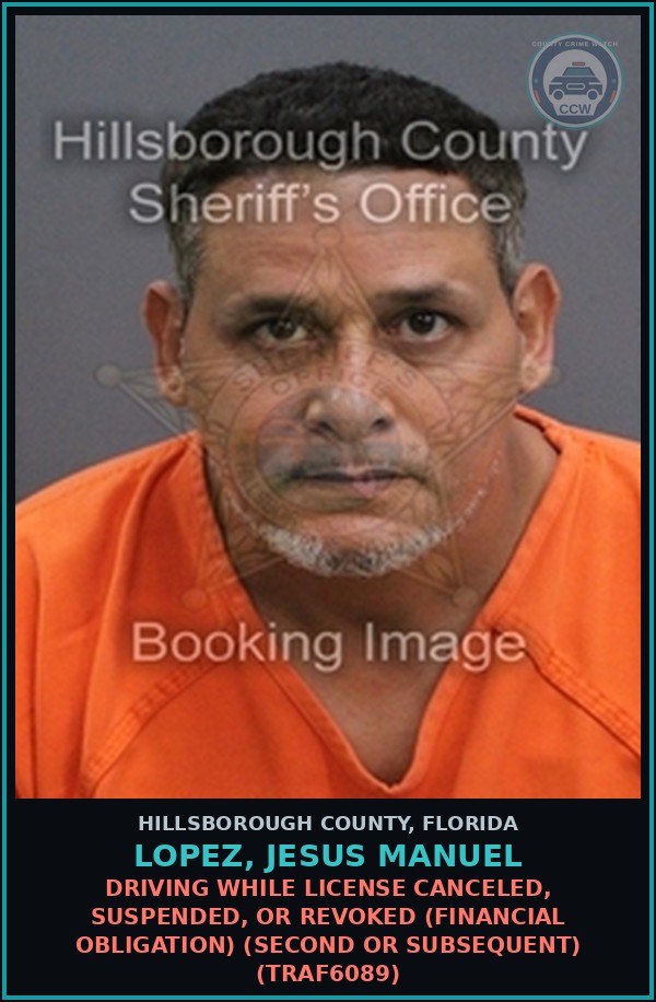 Booking mugshot of LOPEZ, JESUS MANUEL in Hillsborough County