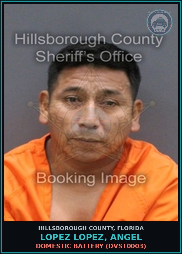 Booking mugshot of LOPEZ LOPEZ, ANGEL in Hillsborough County