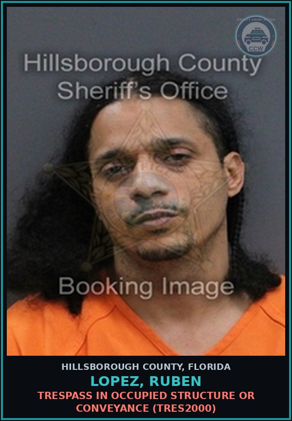 Booking mugshot of LOPEZ, RUBEN in Hillsborough County