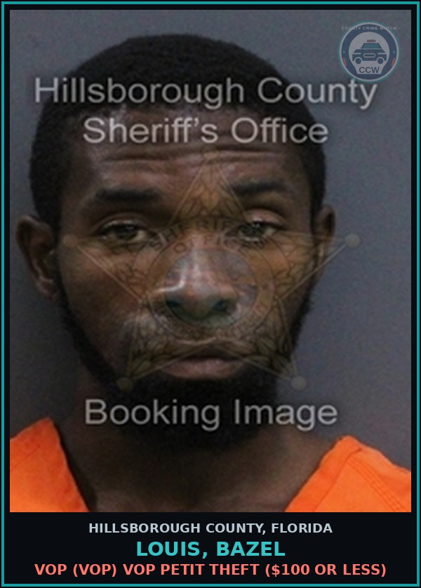 Booking mugshot of LOUIS, BAZEL in Hillsborough County