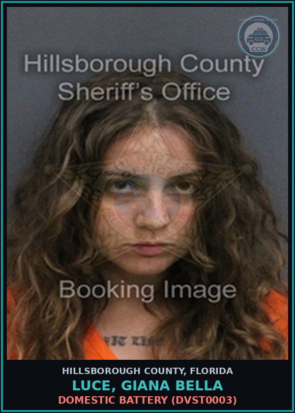 Booking mugshot of LUCE, GIANA BELLA in Hillsborough County