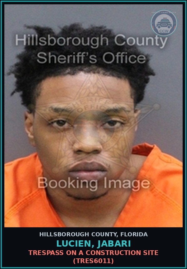 Booking mugshot of LUCIEN, JABARI in Hillsborough County