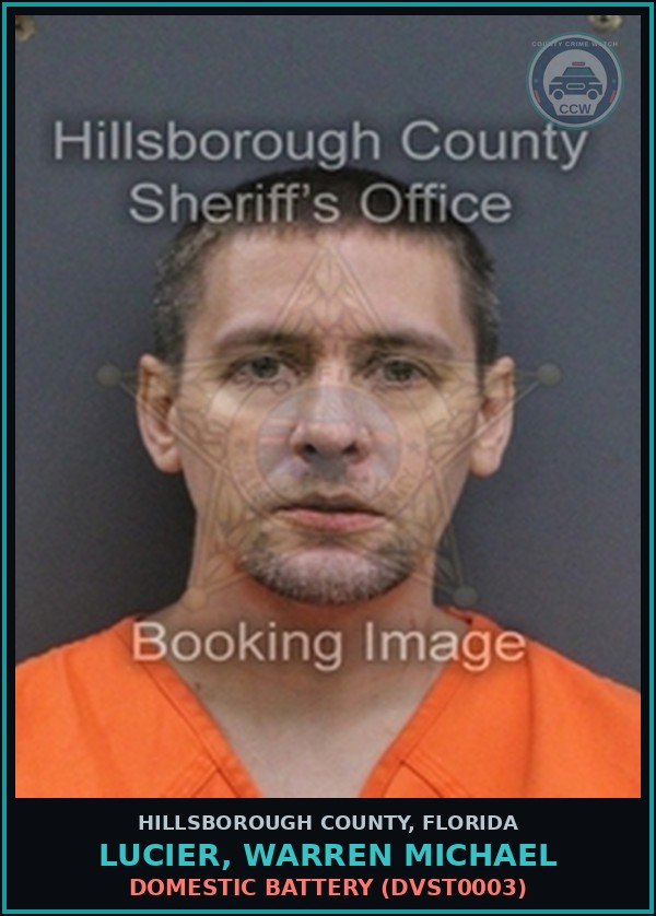 Booking mugshot of LUCIER, WARREN MICHAEL in Hillsborough County
