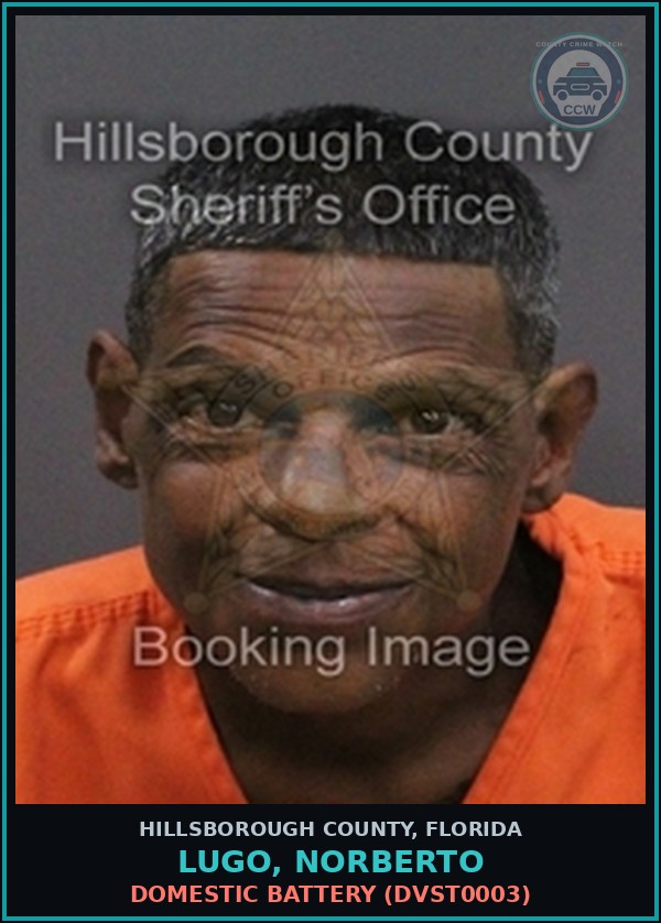 Booking mugshot of LUGO, NORBERTO in Hillsborough County