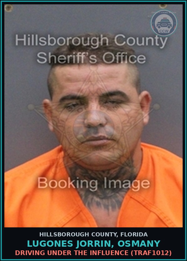 Booking mugshot of LUGONES JORRIN, OSMANY in Hillsborough County