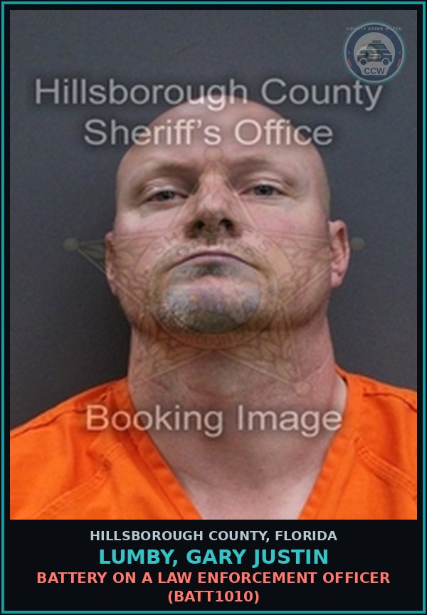Booking mugshot of LUMBY, GARY JUSTIN in Hillsborough County