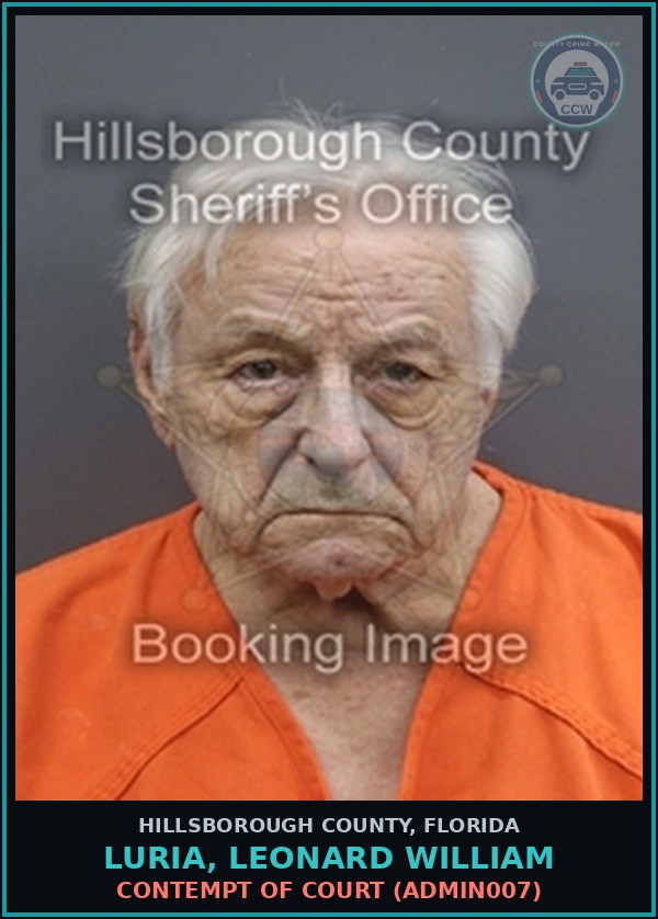 Booking mugshot of LURIA, LEONARD WILLIAM in Hillsborough County