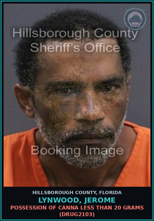 Booking mugshot of LYNWOOD, JEROME in Hillsborough County