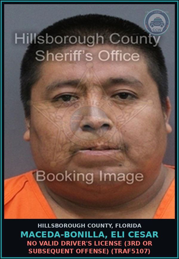 Booking mugshot of MACEDA-BONILLA, ELI CESAR in Hillsborough County