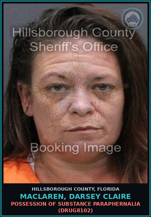 Booking mugshot of MACLAREN, DARSEY CLAIRE in Hillsborough County