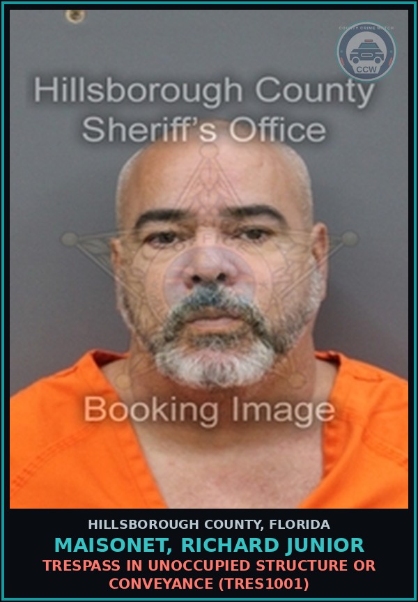 Booking mugshot of MAISONET, RICHARD JUNIOR in Hillsborough County