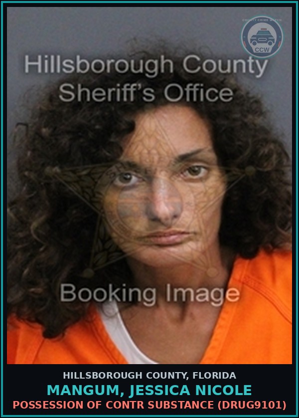 Booking mugshot of MANGUM, JESSICA NICOLE in Hillsborough County