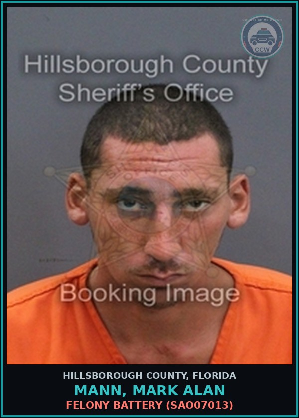 Booking mugshot of MANN, MARK ALAN in Hillsborough County