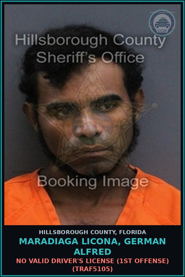 Booking mugshot of MARADIAGA LICONA, GERMAN ALFRED in Hillsborough County