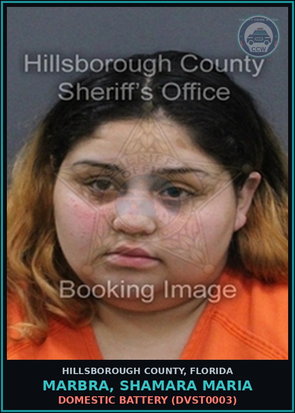 Booking mugshot of MARBRA, SHAMARA MARIA in Hillsborough County