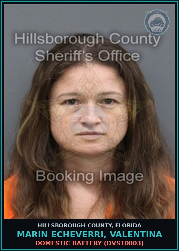 Booking mugshot of MARIN ECHEVERRI, VALENTINA in Hillsborough County